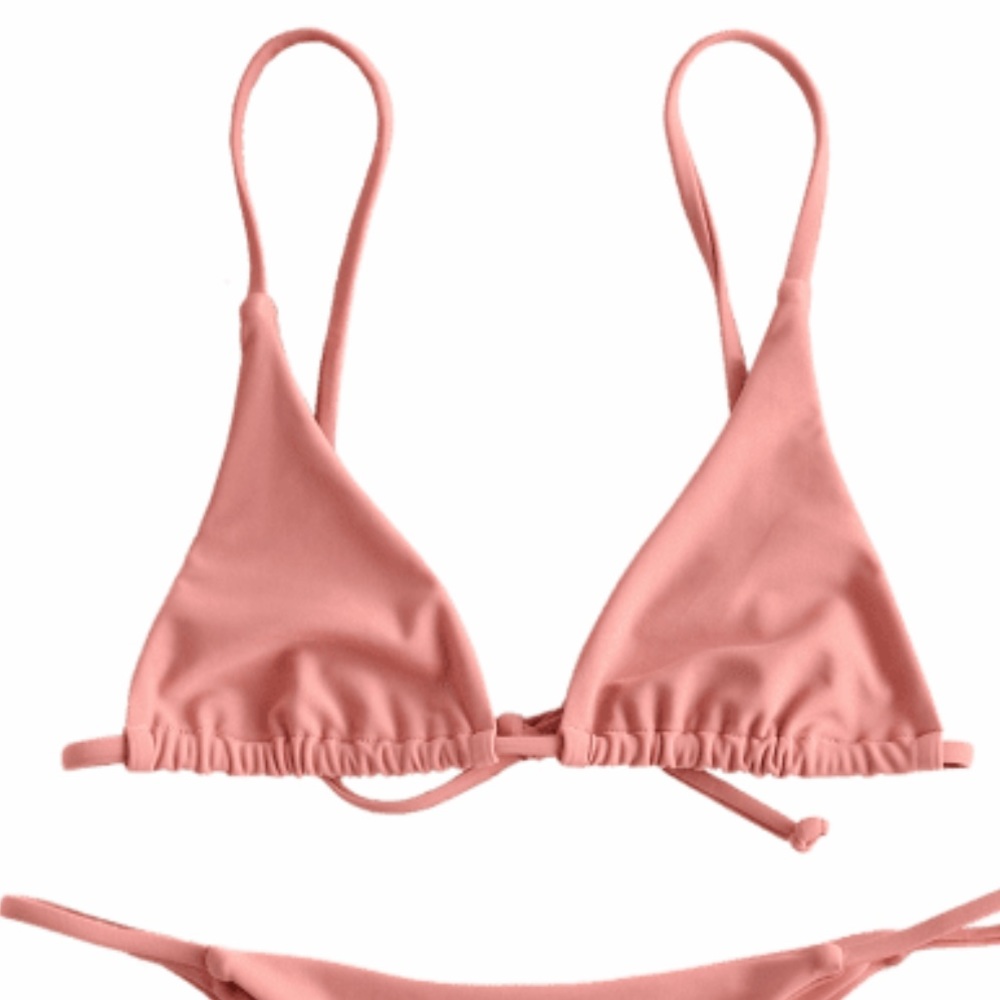 Light Pink Bralette Thing String Bikini Set